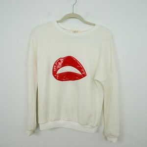 Sweatshirt Vinyl Lip Mouth Design Fleece